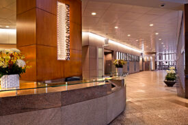 We guarantee excellent work Dominion Towers Lobby - Preferred Painting Denver, CO Common areas, Loading Dock, Mail Rooms, Tenant Suites, Corridors, Parking Garage Curbs