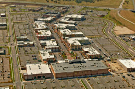 Light posts via electrostatic application, handrails Southlands Shopping Center - Preferred Painting Denver, Colorado, Light posts via electrostatic application, handrails