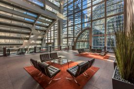 We’ll tailor our services to exactly what you need, when you need it Wells Fargo Atrium - Preferred Painting, Denver CO, Wood areas, restrooms, parking garage, stairwells, corridors